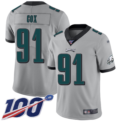 Men Philadelphia Eagles #91 Fletcher Cox Limited Silver Inverted Legend NFL Jersey 100th Season Football
